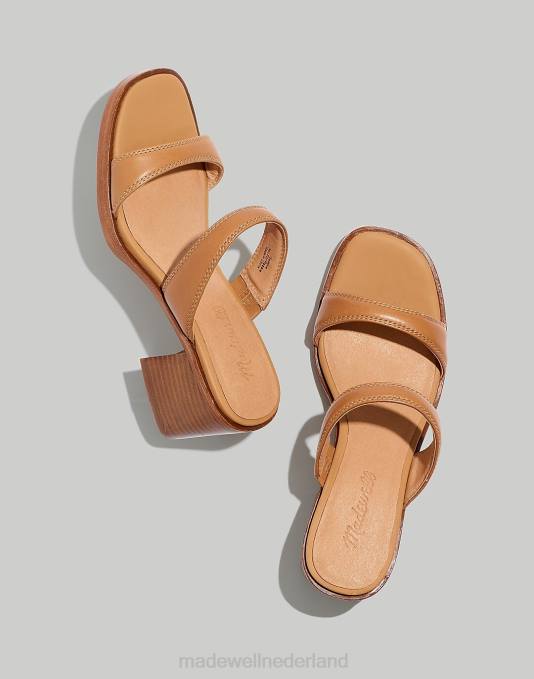 schoenen woestijn kameel ZVH62735 Madewell de saige leren sandaal met dubbele bandjes vrouwen