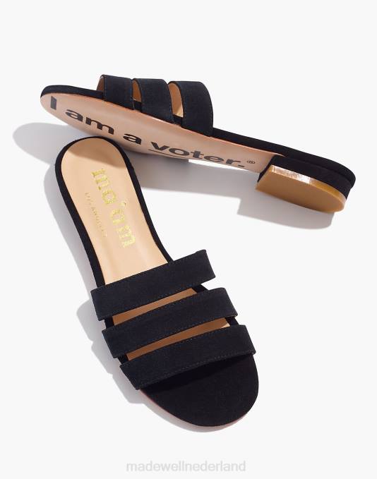 schoenen zwart ZVH61522 Madewell mevrouw schoenen x ik ben een kiezer suède cj-slipsandalen vrouwen