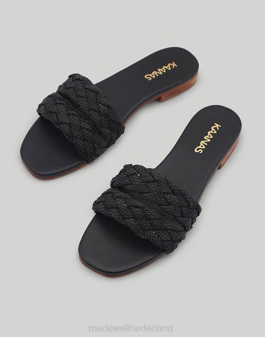 schoenen zwart ZVH61722 Madewell kaanas papagayo dubbele gevlochten glijbaan vrouwen