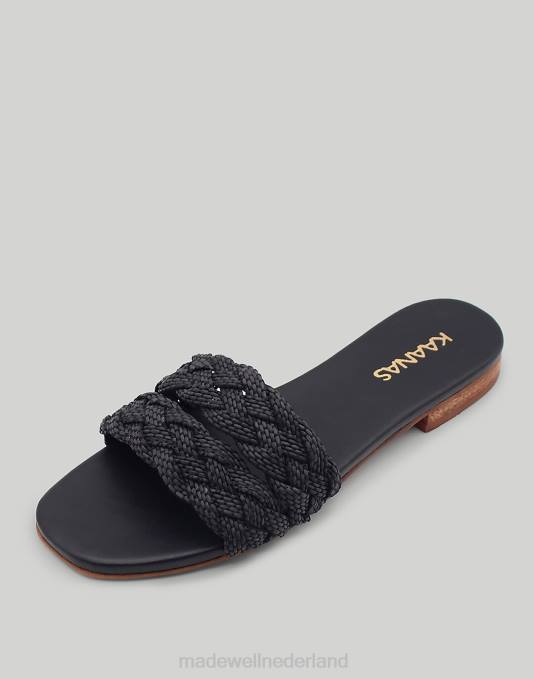 schoenen zwart ZVH61722 Madewell kaanas papagayo dubbele gevlochten glijbaan vrouwen