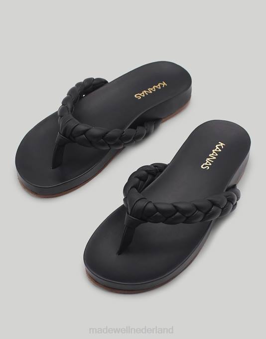 schoenen zwart ZVH61724 Madewell kaanas tamarindo gevlochten string-zwembadglijbaan vrouwen