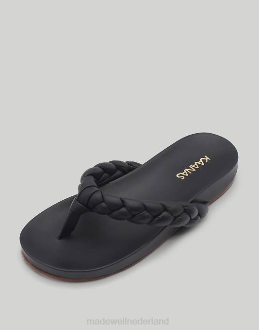 schoenen zwart ZVH61724 Madewell kaanas tamarindo gevlochten string-zwembadglijbaan vrouwen