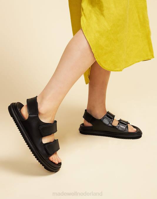 schoenen zwart ZVH61841 Madewell Maguire leren Tavira-sandalen vrouwen