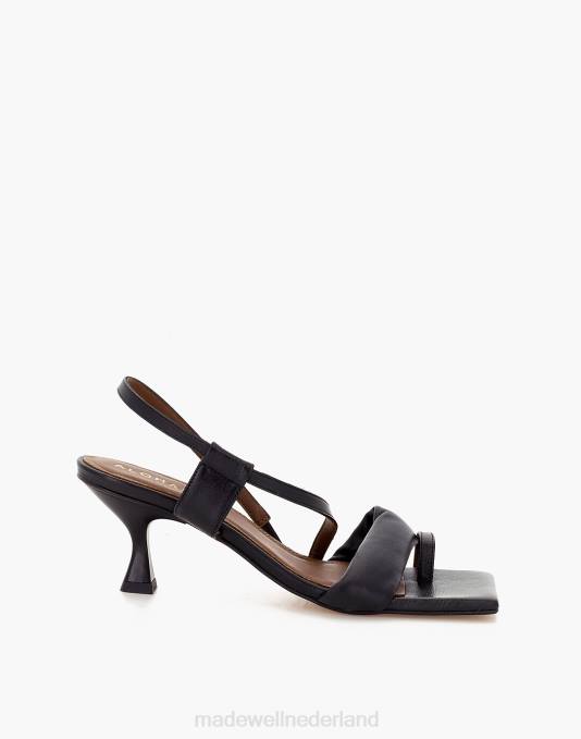 schoenen zwart ZVH62749 Madewell alohas leren asymmetrische sandalen vrouwen